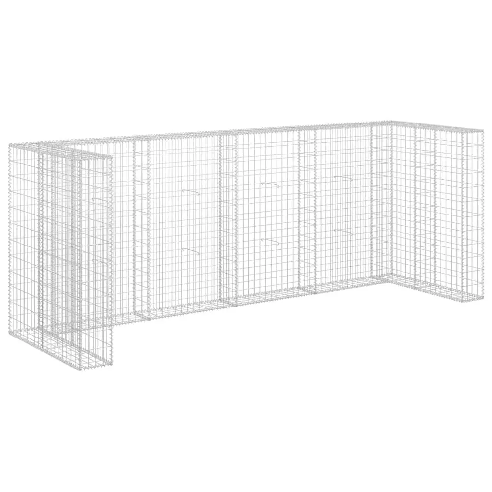 Gabion Wall for Quadruple Garbage Wheelie Bins Galvanised Steel 320x100x120 cm