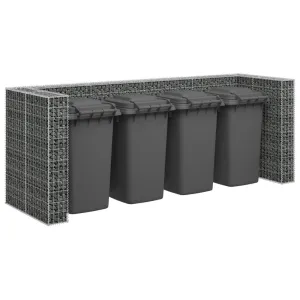 Gabion Wall for Quadruple Garbage Wheelie Bins Galvanised Steel 320x100x120 cm