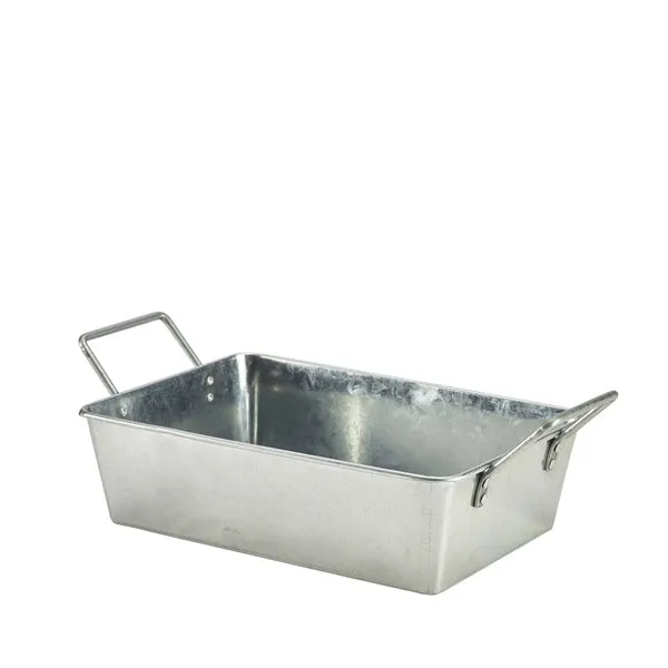 Galvanised Steel Rectangular Serving Bucket 24 x 16.7 x 7cm- Pack 6