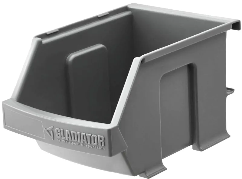 Gladiator GAWESB3PGC Small Item Bin, 10 lb, Plastic, Charcoal, 4 in L, 4-1/2 in W, 7 in H :PK3: QUANTITY: 1