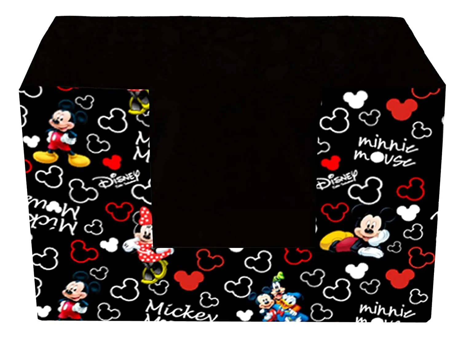 Heart Home Disney Mickey Mouse Printed Non-Woven Foldable Saree Stacker, Wardrobe Organizer, Storage Bin With Handle (Black)-HS43HEARTH26374