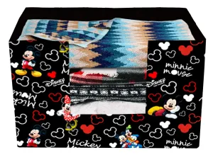 Heart Home Disney Mickey Mouse Printed Non-Woven Foldable Saree Stacker, Wardrobe Organizer, Storage Bin With Handle (Black)-HS43HEARTH26374