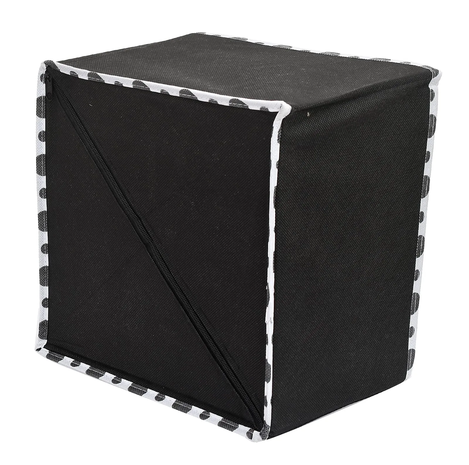 Heart Home Dot Printed 3 Drawers Foldable Non-Woven Dressing/Jewllery/Makeup Organizer Box (Black)-45HH09