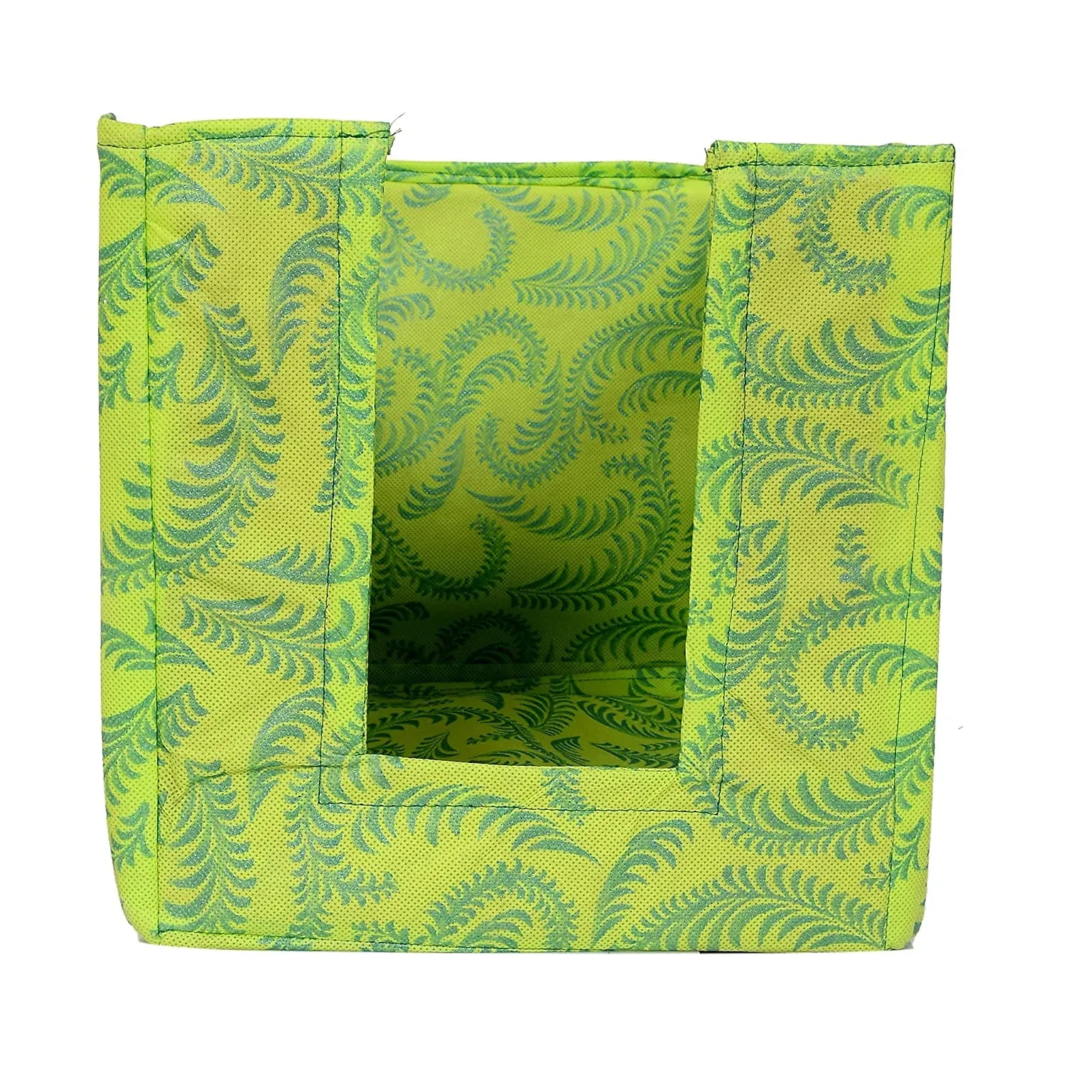 Heart Home Leaf Printed Non-Woven Foldable Shirt Stacker Closet Organizer With Handles- Pack of 6 (Green)-HS43HEARTH26474