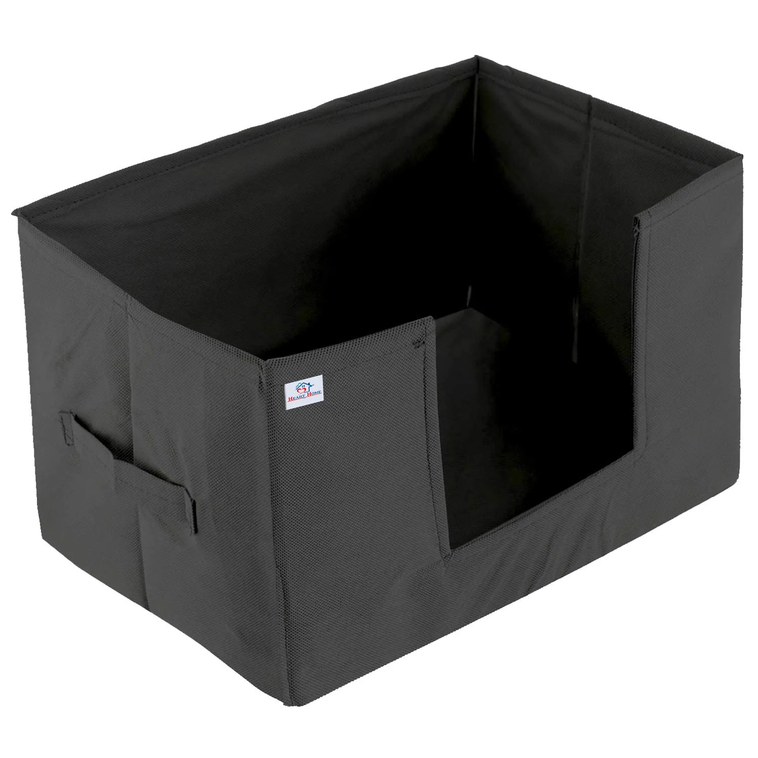 Heart Home Multiuses Non-Woven Closet Organizer, Storage Bin, Shelf Storage Oragnizer With Handle- Pack of 2 (Black)-HS43HEARTH26353