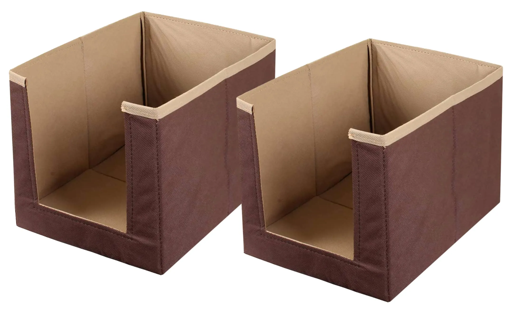 Heart Home Multiuses Non-Woven Closet Organizer With Handles- Pack of 2 (Brown) -HS43HEARTH26549