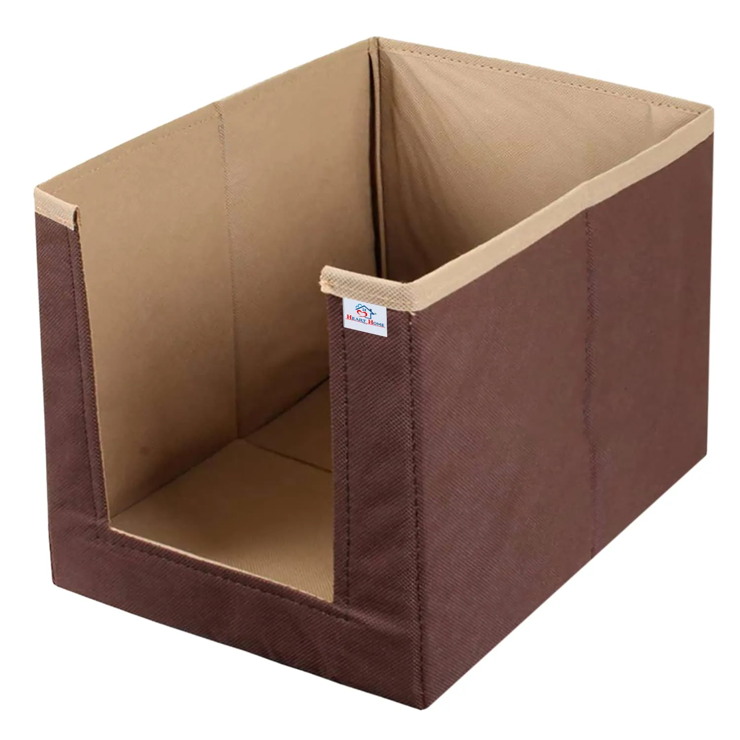 Heart Home Multiuses Non-Woven Closet Organizer With Handles- Pack of 2 (Brown) -HS43HEARTH26549