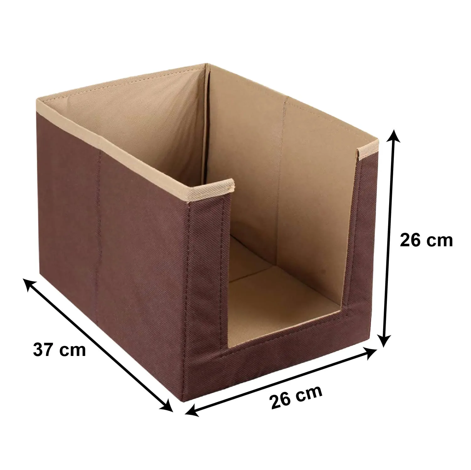 Heart Home Multiuses Non-Woven Closet Organizer With Handles- Pack of 2 (Brown) -HS43HEARTH26549