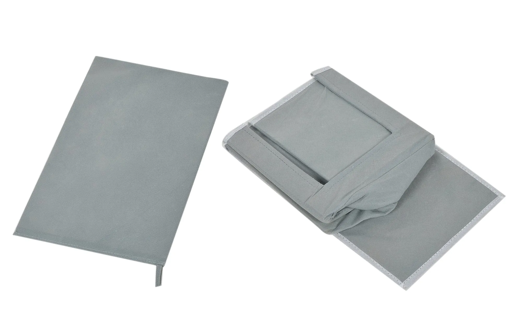 Heart Home Non-Woven Cloth Stacker Wardrobe Organizer/Bin With Carrying Handle & Lid- Pack of 4 (Grey)-HS43HEARTH26886