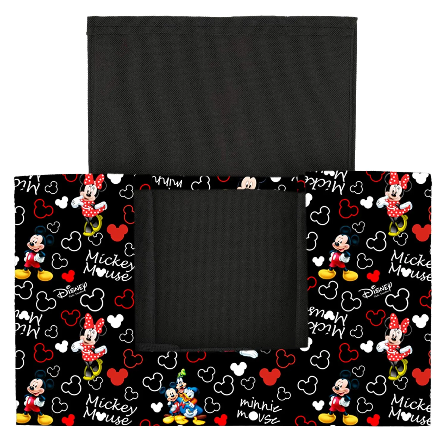 Heart Home Non-Woven Mickey Mouse Print Shirt Stacker With Handle Pack of 2 (Black)