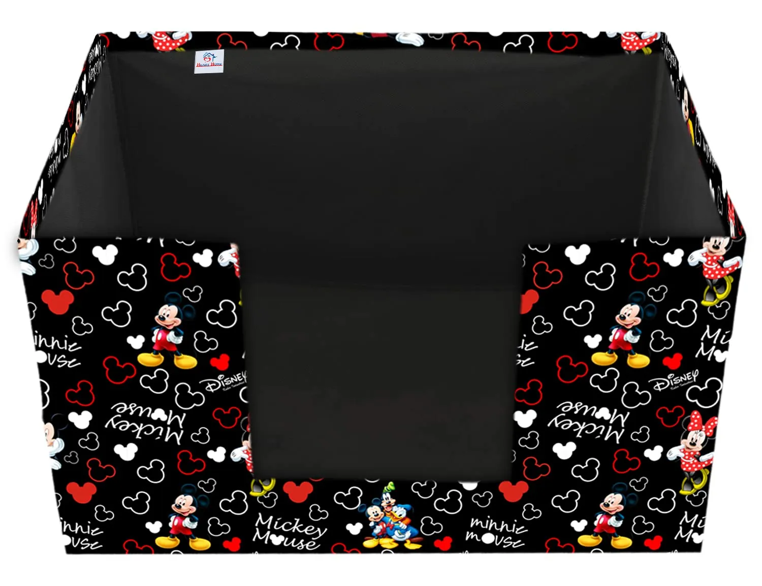 Heart Home Non-Woven Mickey Mouse Print Shirt Stacker With Handle Pack of 2 (Black)