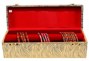 Heart Home Soft Leather Coated Wooden 1 Rod Bangle Box, Bangle Organizer Box, Watches & Bracelet Organizer With Lock (Gold)-HS_38_HEARTH20937