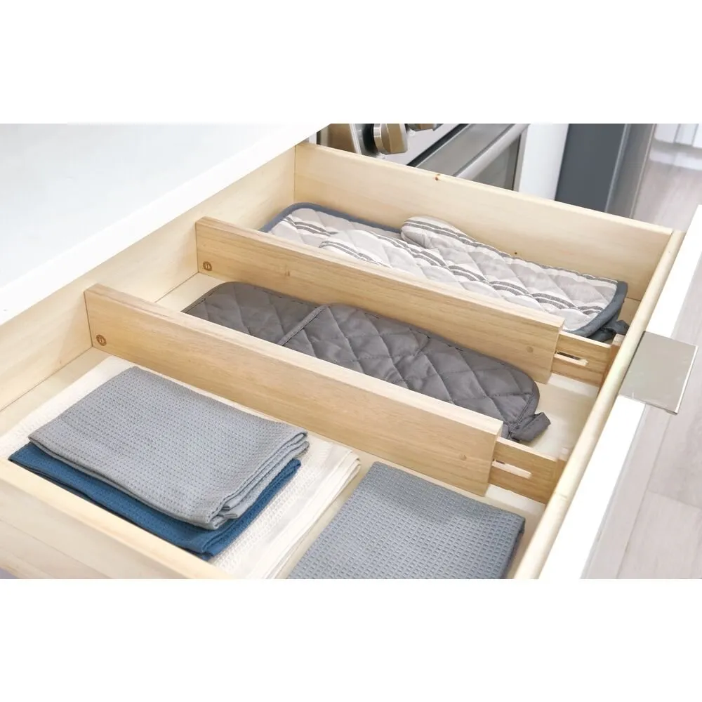 iDesign EcoWood Paulownia Expandable Drawer Divider Inserts (Set of 2)