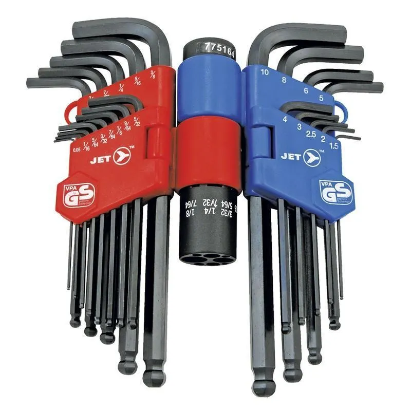 Jet 775164 22 Piece SAE/Metric Chrome Vanadium  Long Arm Hex Key Set