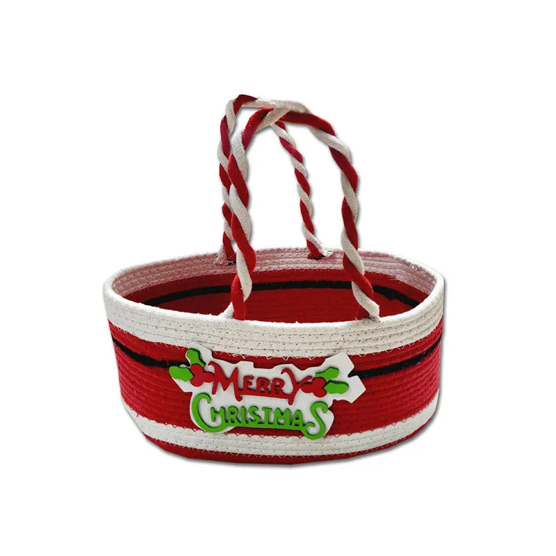 Jolly Season Cotton Christmas Storage Basket - Red