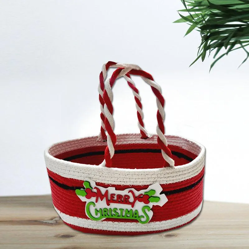 Jolly Season Cotton Christmas Storage Basket - Red