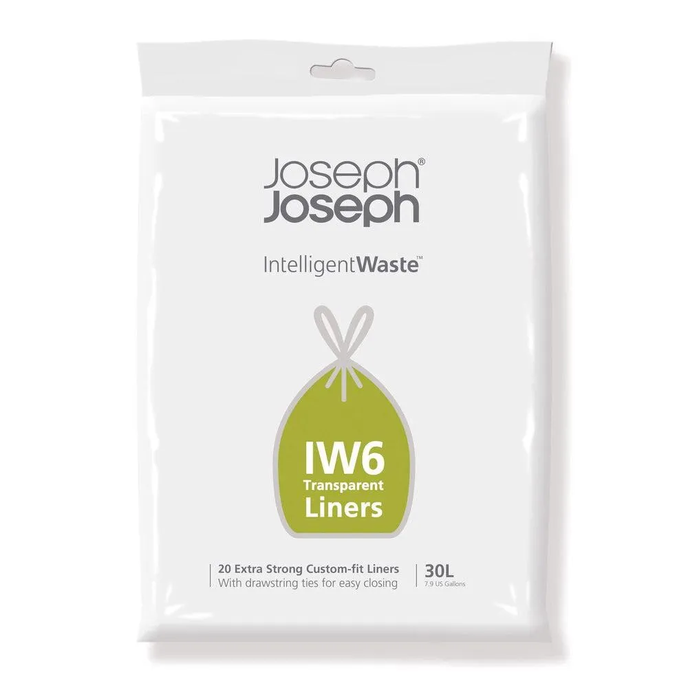 Joseph Joseph IW6 30L Transparent Custom-Fit Bin Liners 20 Pack