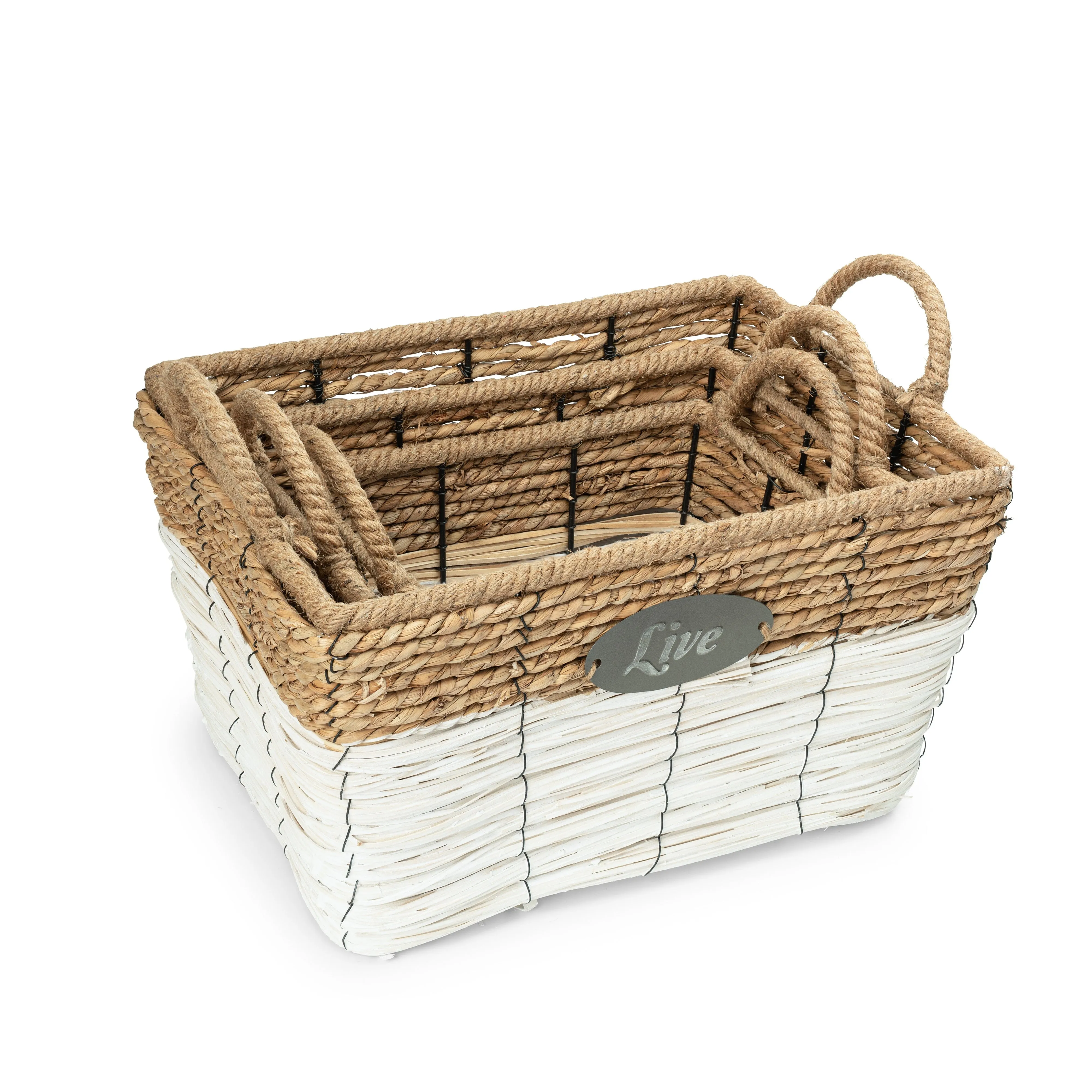 Jute Basket Set ("Live,Love,Laugh")