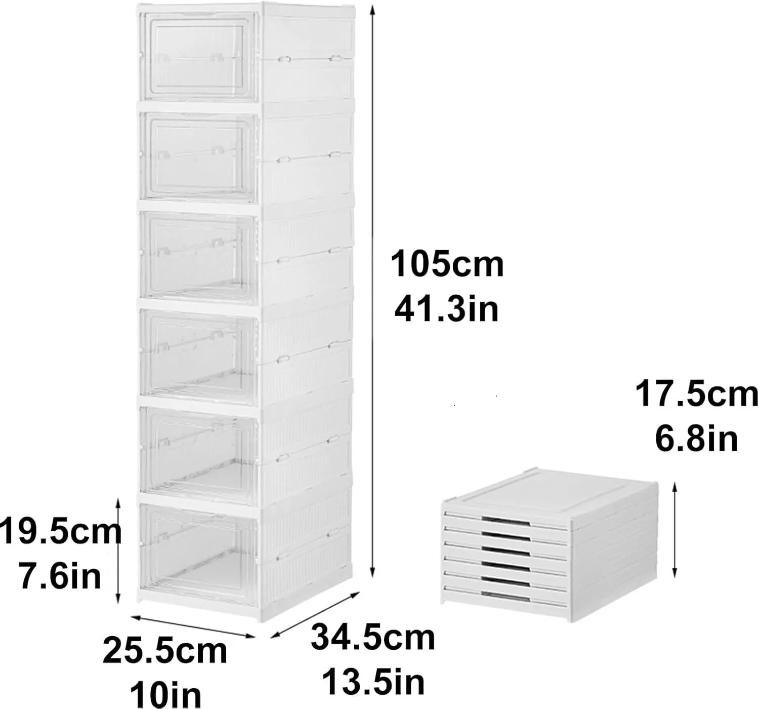 KRISHYAM Shoe Rack | 6-Layer Space-Saving Foldable Design | Accordion-Style Assembly | White Color