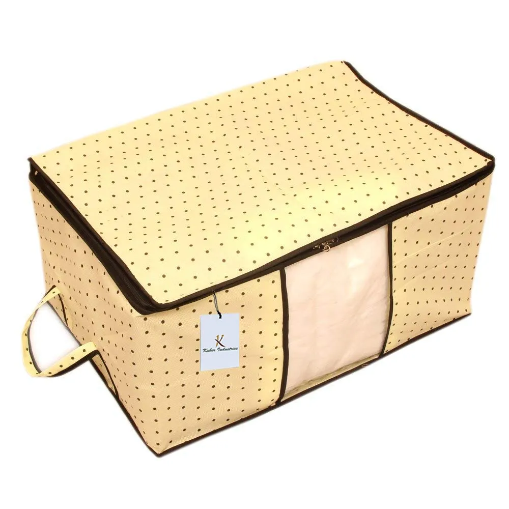 Kuber Industries 2 Piece Rectangular Non Woven Underbed Storage Organiser Set (Cream)