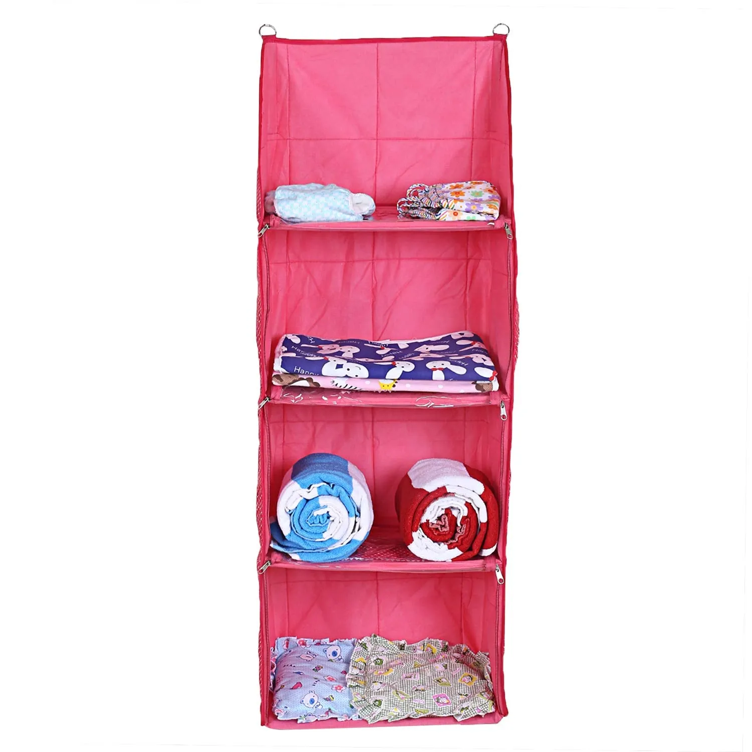 Kuber Industries Cotton Four Cabinet Hanging Baby Almirah (Pink)-CTKTC13374