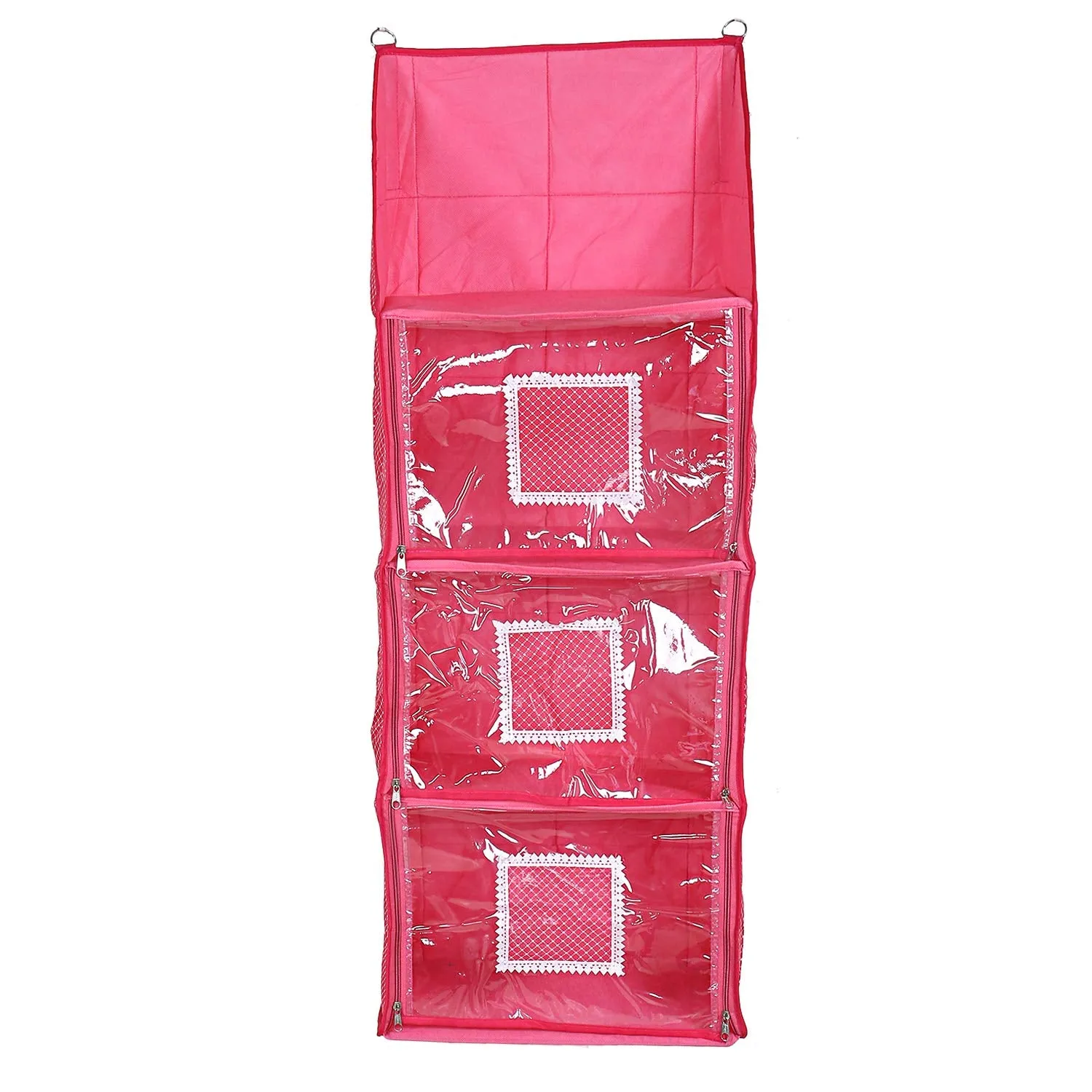 Kuber Industries Cotton Four Cabinet Hanging Baby Almirah (Pink)-CTKTC13374