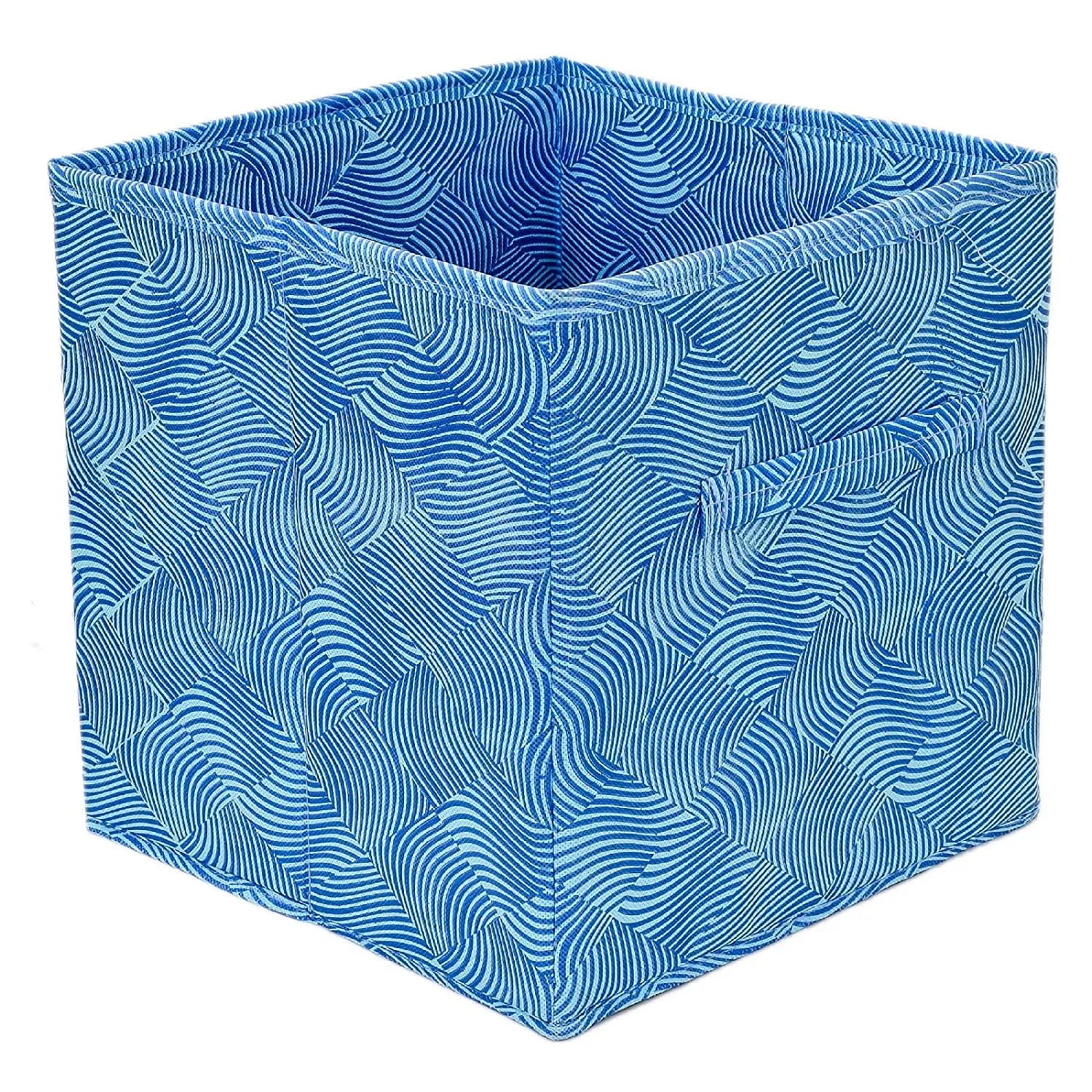 Kuber Industries Lehariya Printed Non-Woven Foldable Storage Bin/Cube/Organizer For Toys, Clothes And Books With Handles- Pack of 2 (Blue) -HS43KUBMART26242