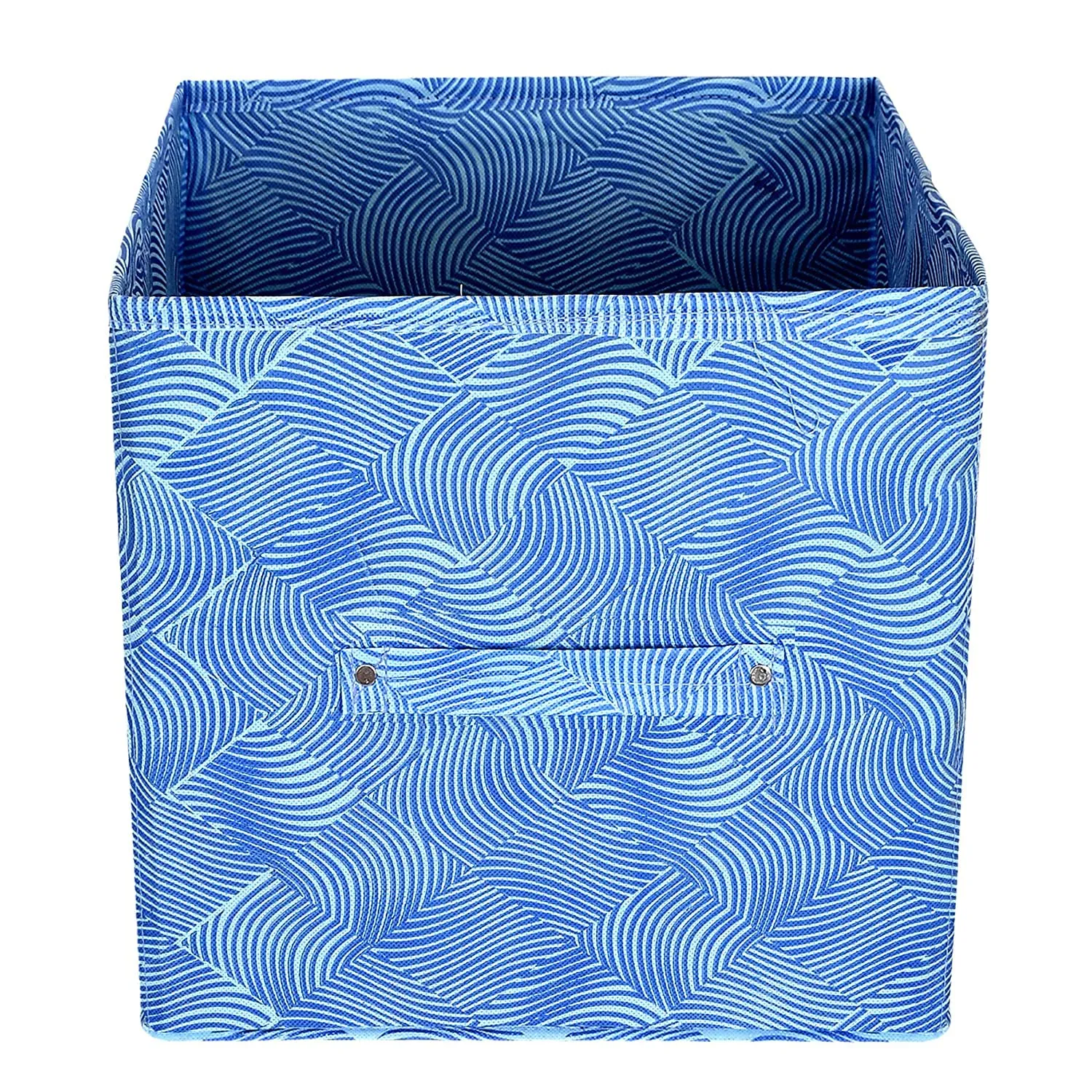 Kuber Industries Lehariya Printed Non-Woven Foldable Storage Bin/Cube/Organizer For Toys, Clothes And Books With Handles- Pack of 2 (Blue) -HS43KUBMART26242