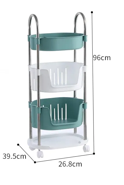 Kuber Industries (Pack of 6) Utility Rolling Cart | 4 Tier Kithen Storage Cart with Caster Wheels | Space Saving Home Storage Organizer | Trolley Rack with Wheels | YM564GW|Green White