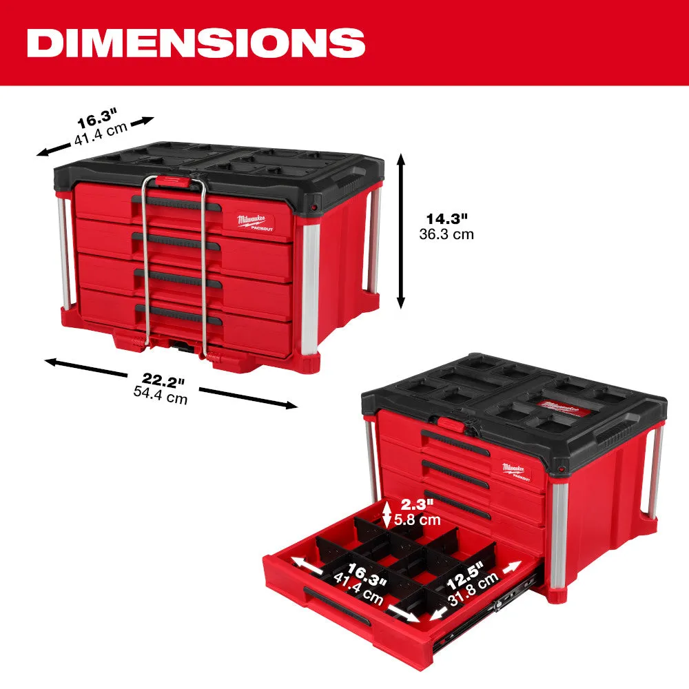 Milwaukee 48-22-8444 PACKOUT 4 Drawer Tool Box