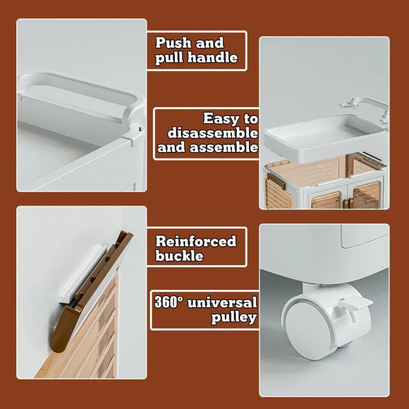 MODERN 3-TIERS STORAGE CABINET WITH MOVEABLE WHEELS