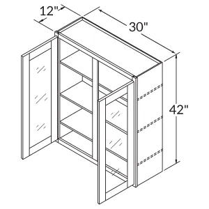 Mullion Door Wall Kitchen Cabinet WMD3042 Shaker Toffee 30 in. width 42 in. height 12 in. depth