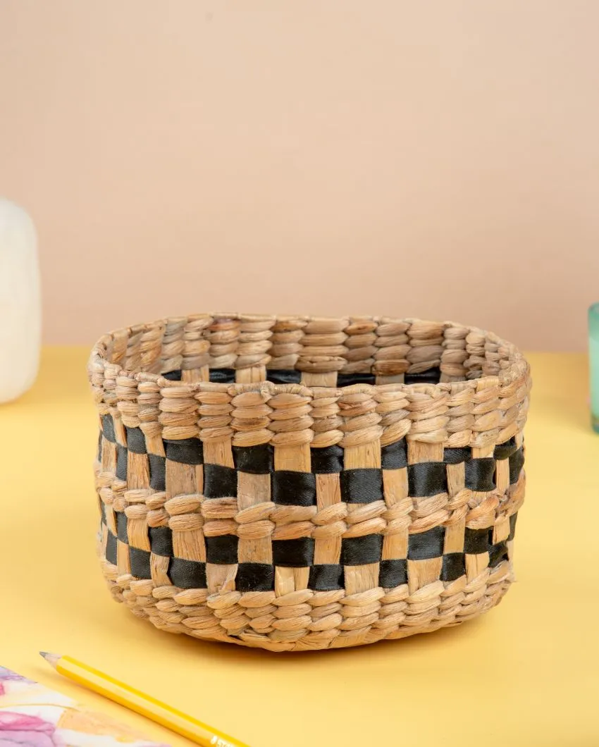 Natural Water Hyacinth Handcrafted Storage Baskets | Set Of 2 | 7.1 x 4.7 inches