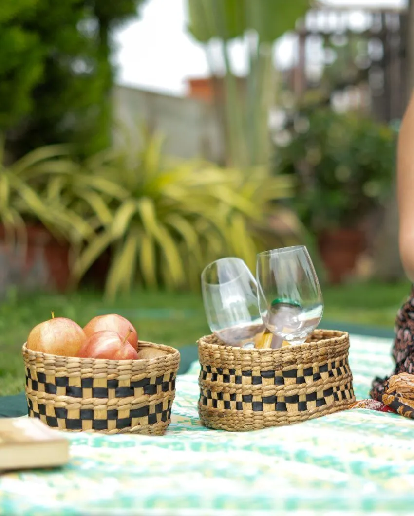 Natural Water Hyacinth Handcrafted Storage Baskets | Set Of 2 | 7.1 x 4.7 inches