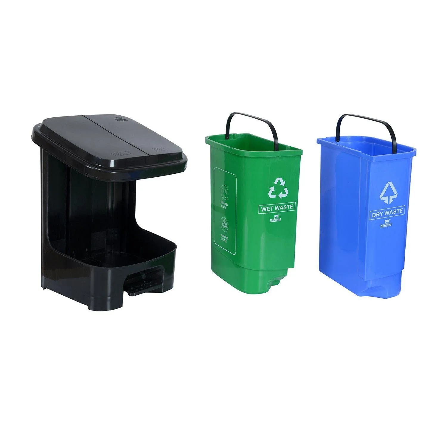 Nilkamal 10 Liter Twin Dustbin (Blue & Green)