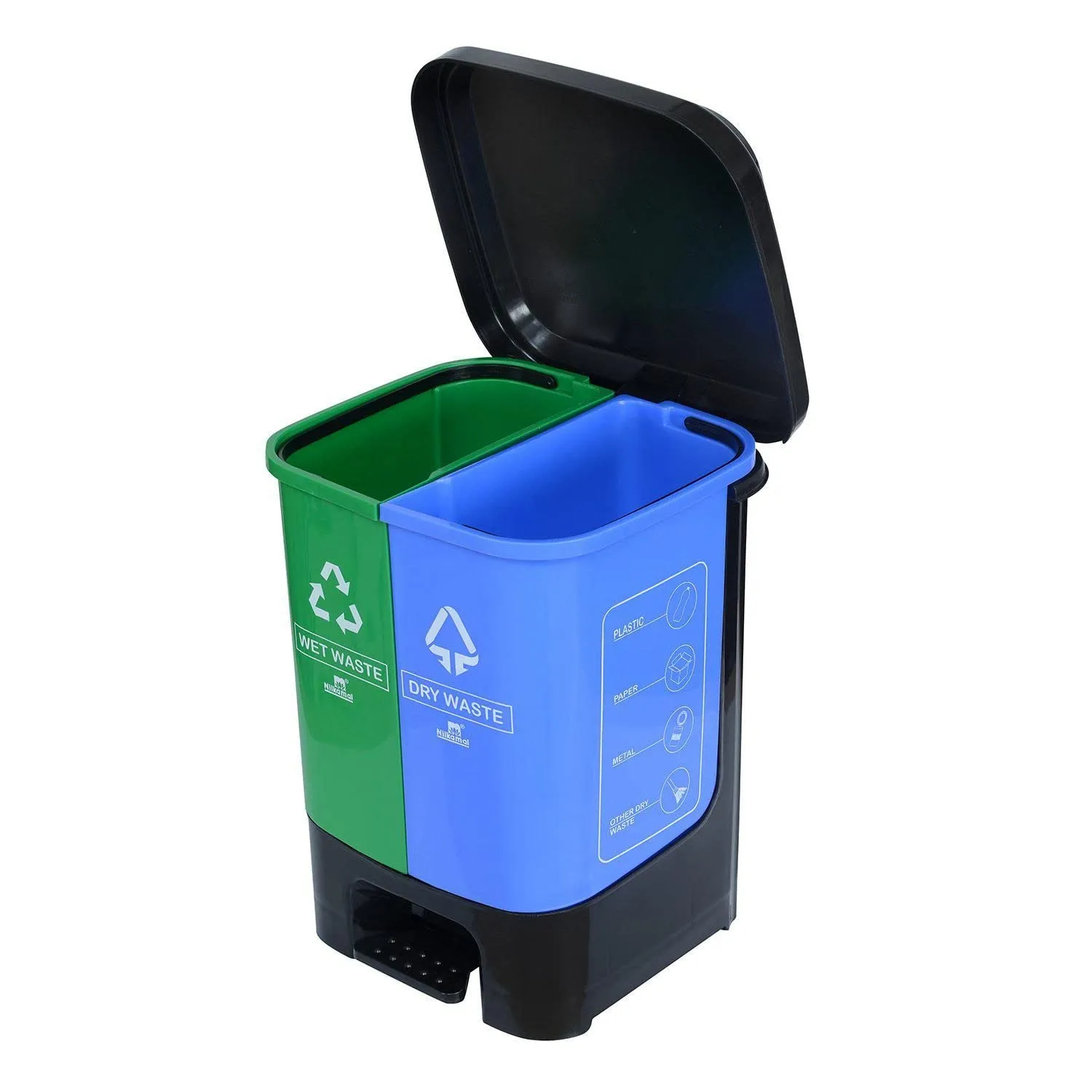 Nilkamal 10 Liter Twin Dustbin (Blue & Green)