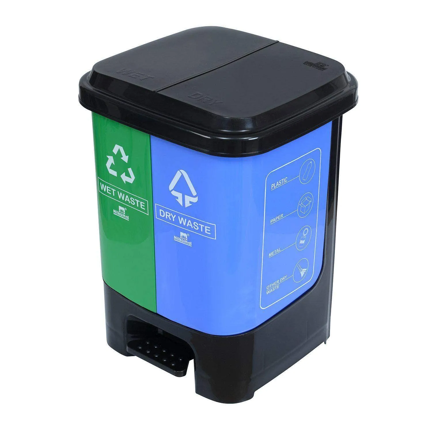 Nilkamal 10 Liter Twin Dustbin (Blue & Green)