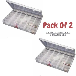 Pack Of 2 , 36 Grid Jewellery Organiser Storage Box