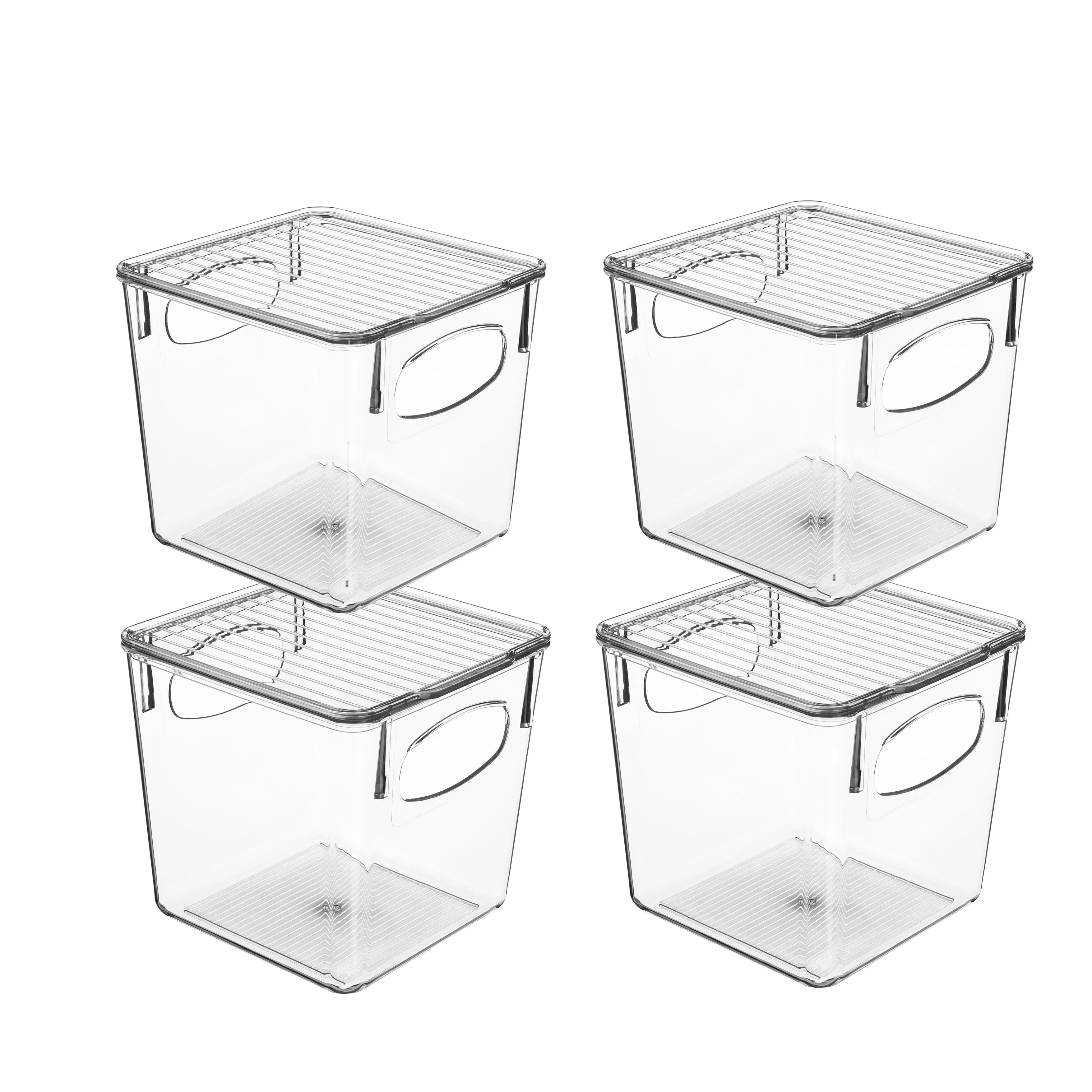 Plastic Container Bins with Lids (4 Pack)