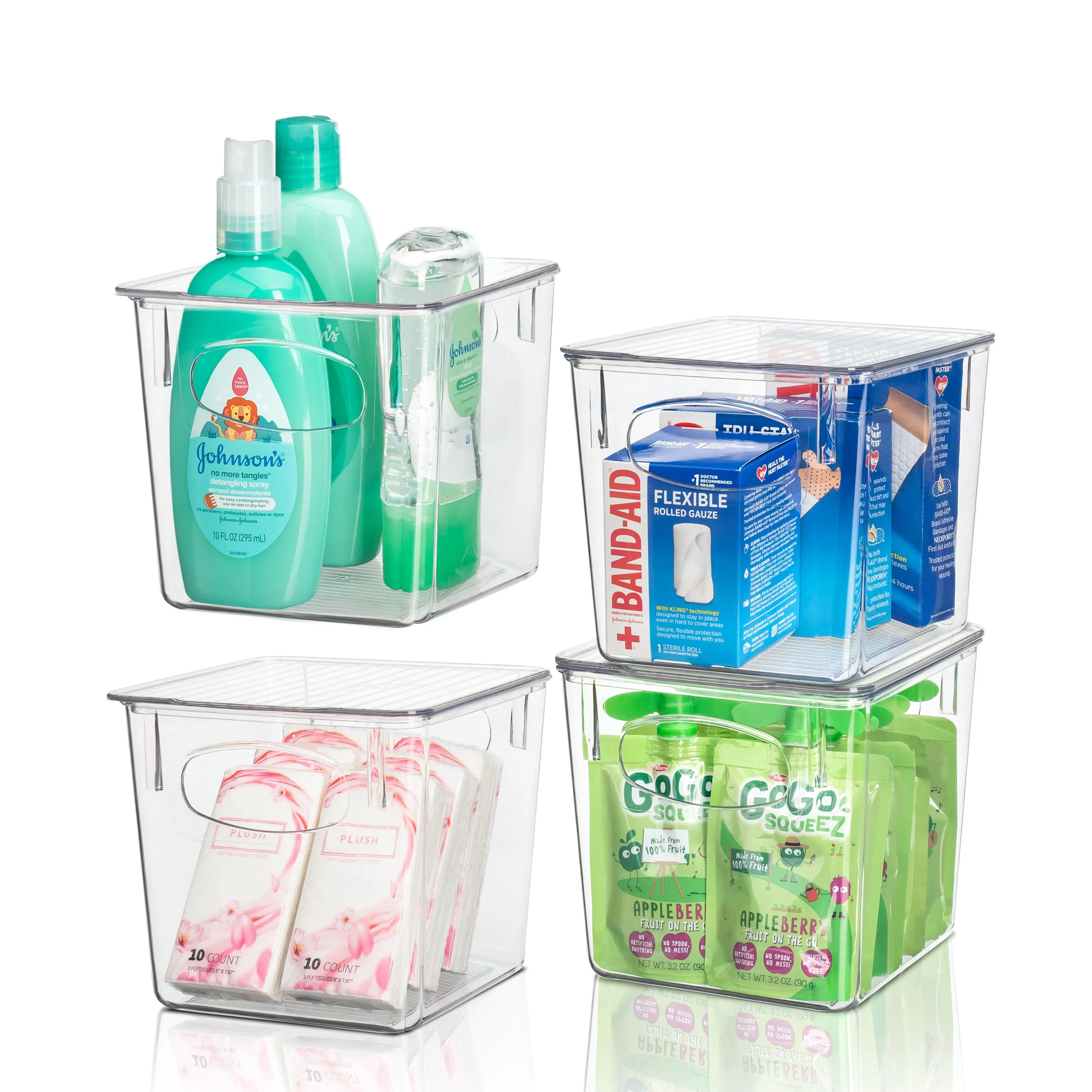 Plastic Container Bins with Lids (4 Pack)