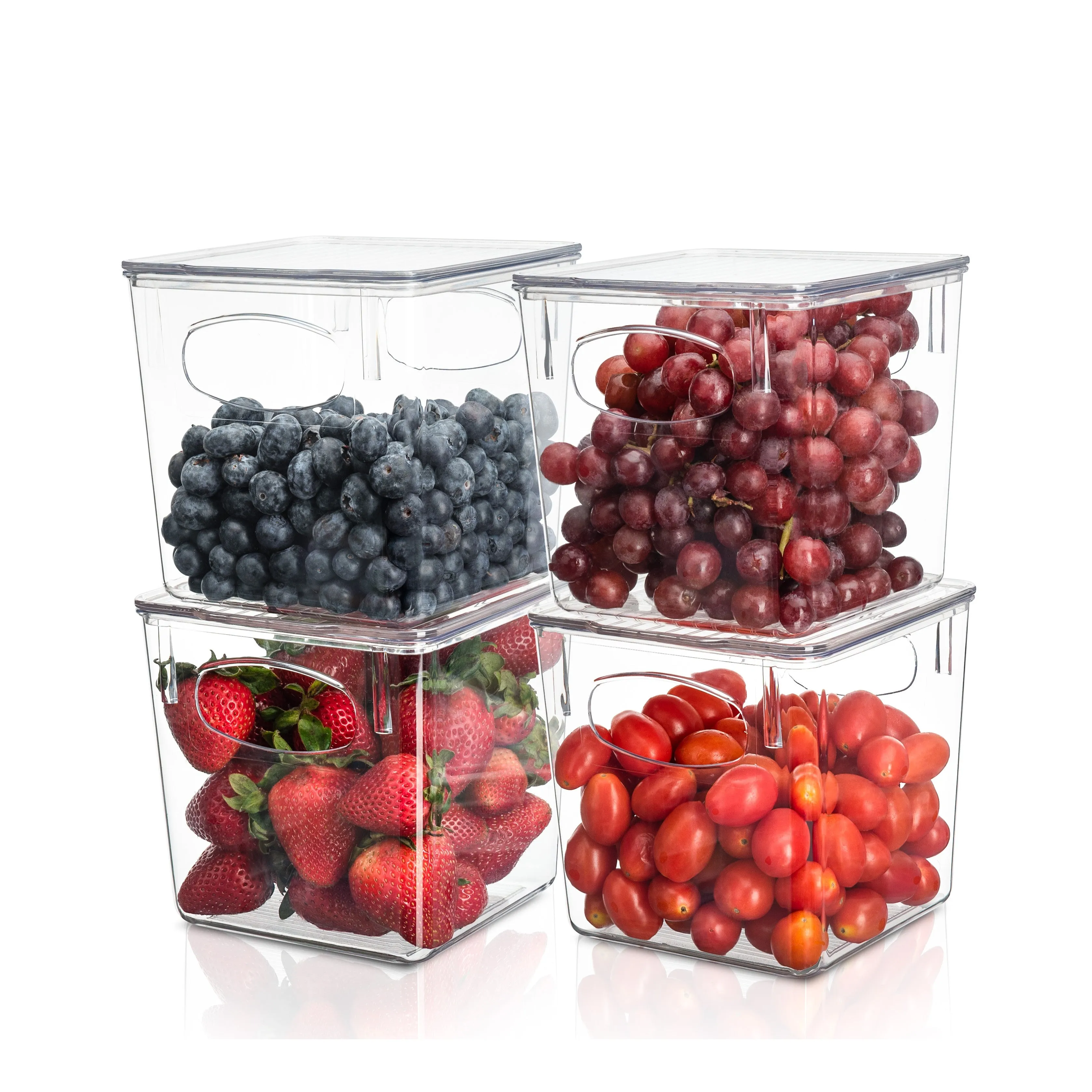 Plastic Container Bins with Lids (4 Pack)