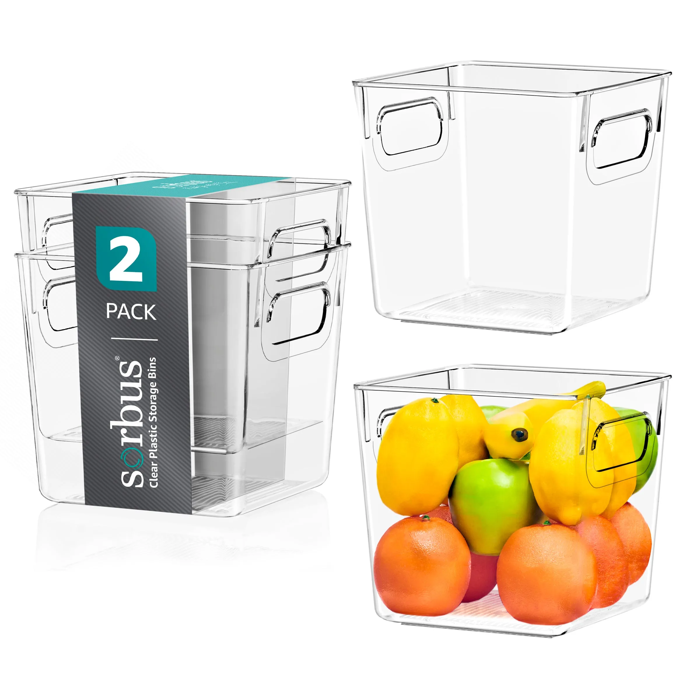 Plastic Container Bins with Lids (4 Pack)