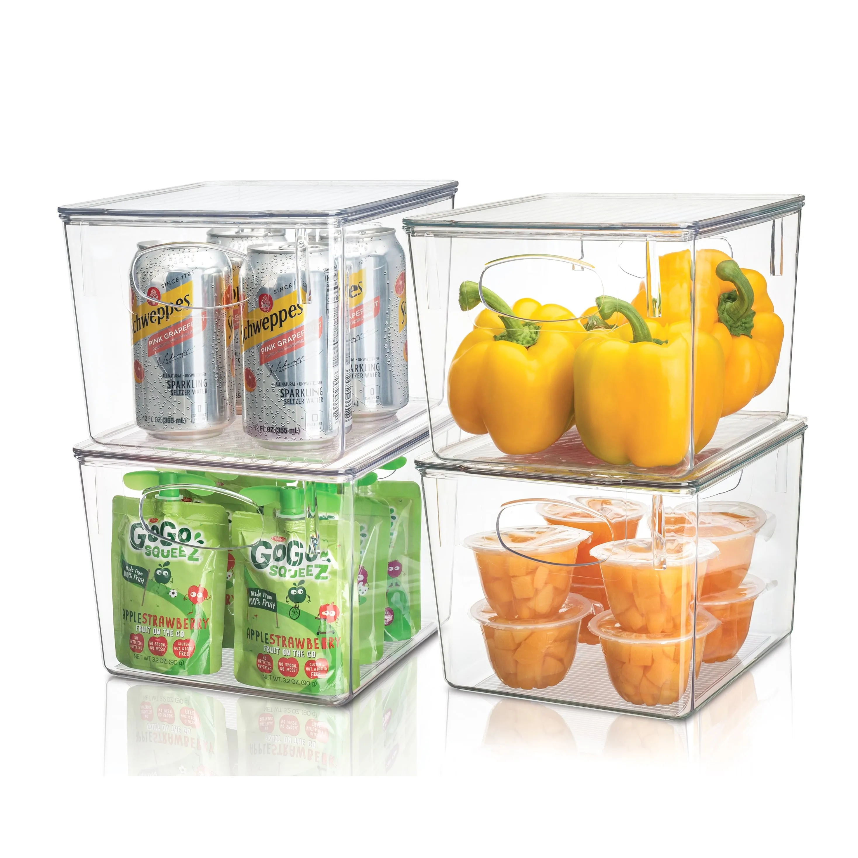 Plastic Container Bins with Lids Set