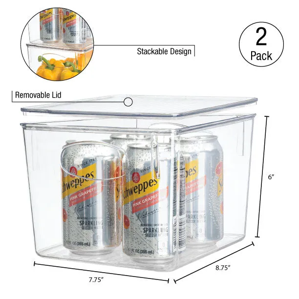 Plastic Container Bins with Lids Set