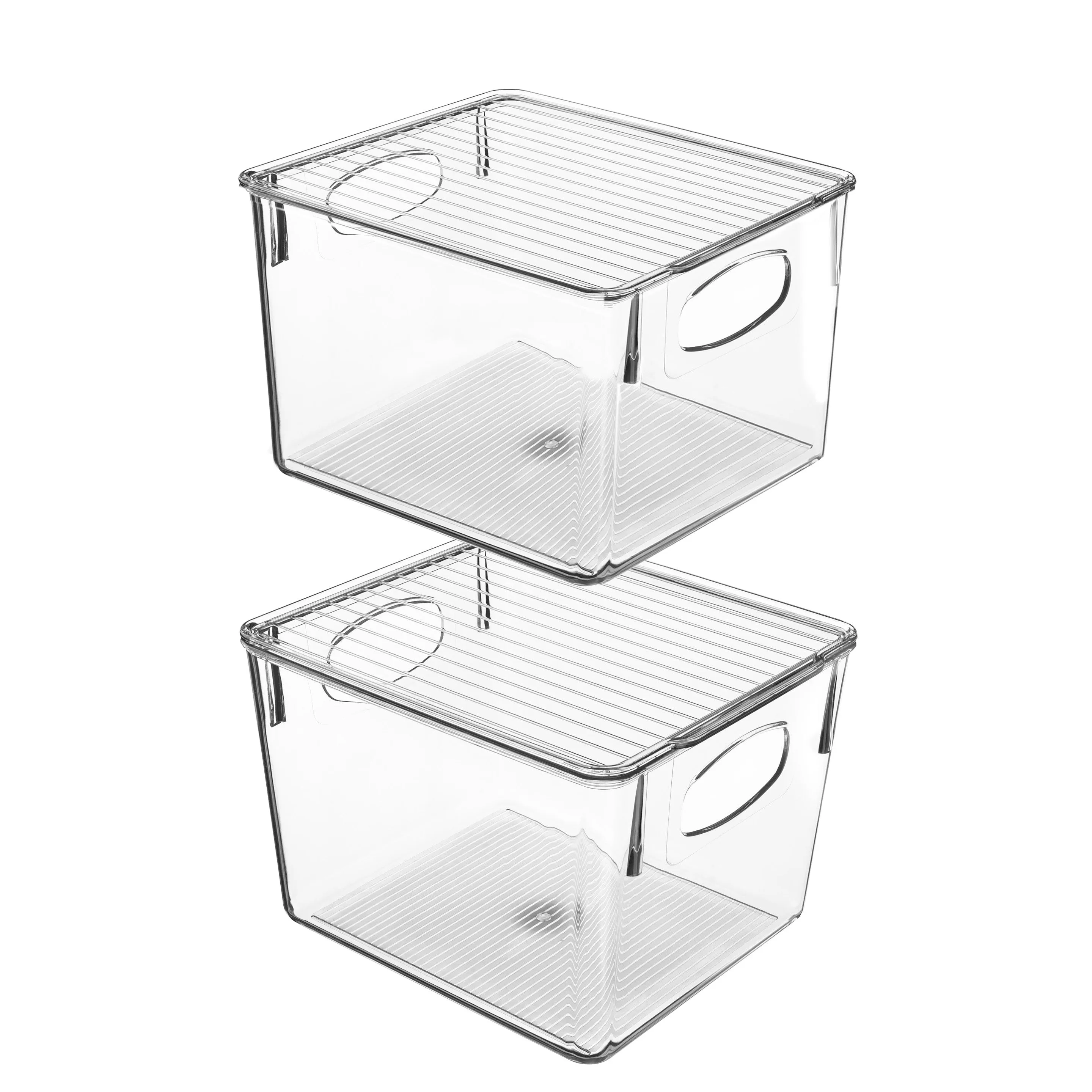 Plastic Container Bins with Lids Set