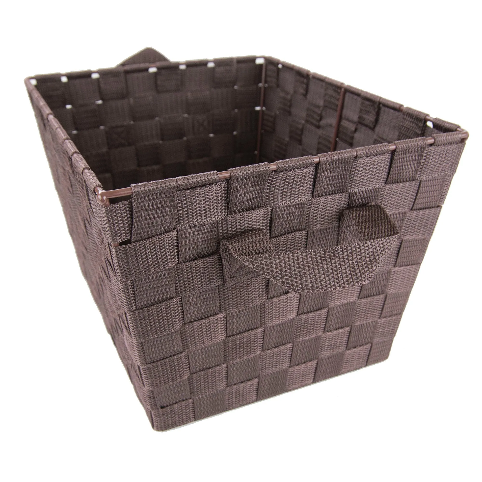 Polyester Woven Strap Open Bin, Brown