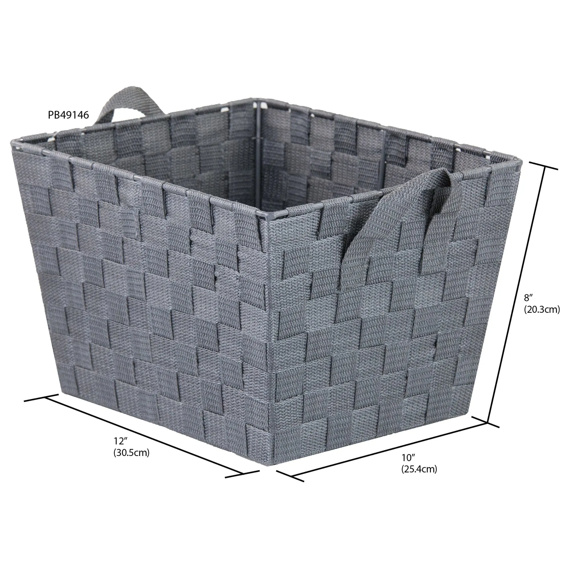 Polyester Woven Strap Open Bin, Grey