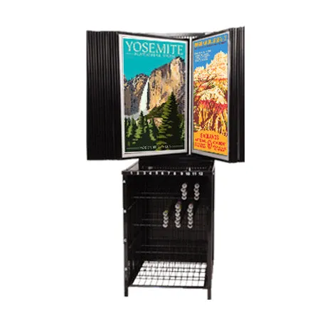 Poster Display Rack with Poster Bin Storage | 30 Swing Panels 2-Sided