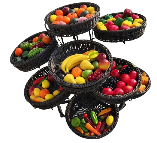 Round Plastic Rattan Basket with Display Shelf HBR-3057