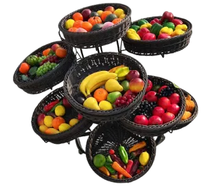 Round Plastic Rattan Basket with Display Shelf HBR-3057